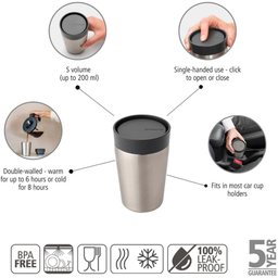 Brabantia Make & Take Insulated Mug, 0.2 L - Dark Grey