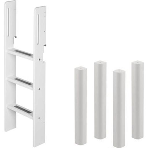 WHITE Escalera Vertical y Patas para Cama de Media Altura - Escalera y patas para cama de media altura White, blanco
