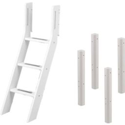 WHITE Inclined Ladder and Posts for Mid-High Bed - White