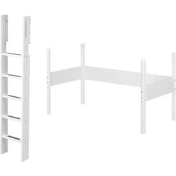 WHITE navpična lestev in nožni okvir za visoke postelje 90x200 cm - bela