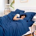 Bambaw Cozy Bamboe Kussensloop 80 x 80 cm, Set van 2 - Blue Navy