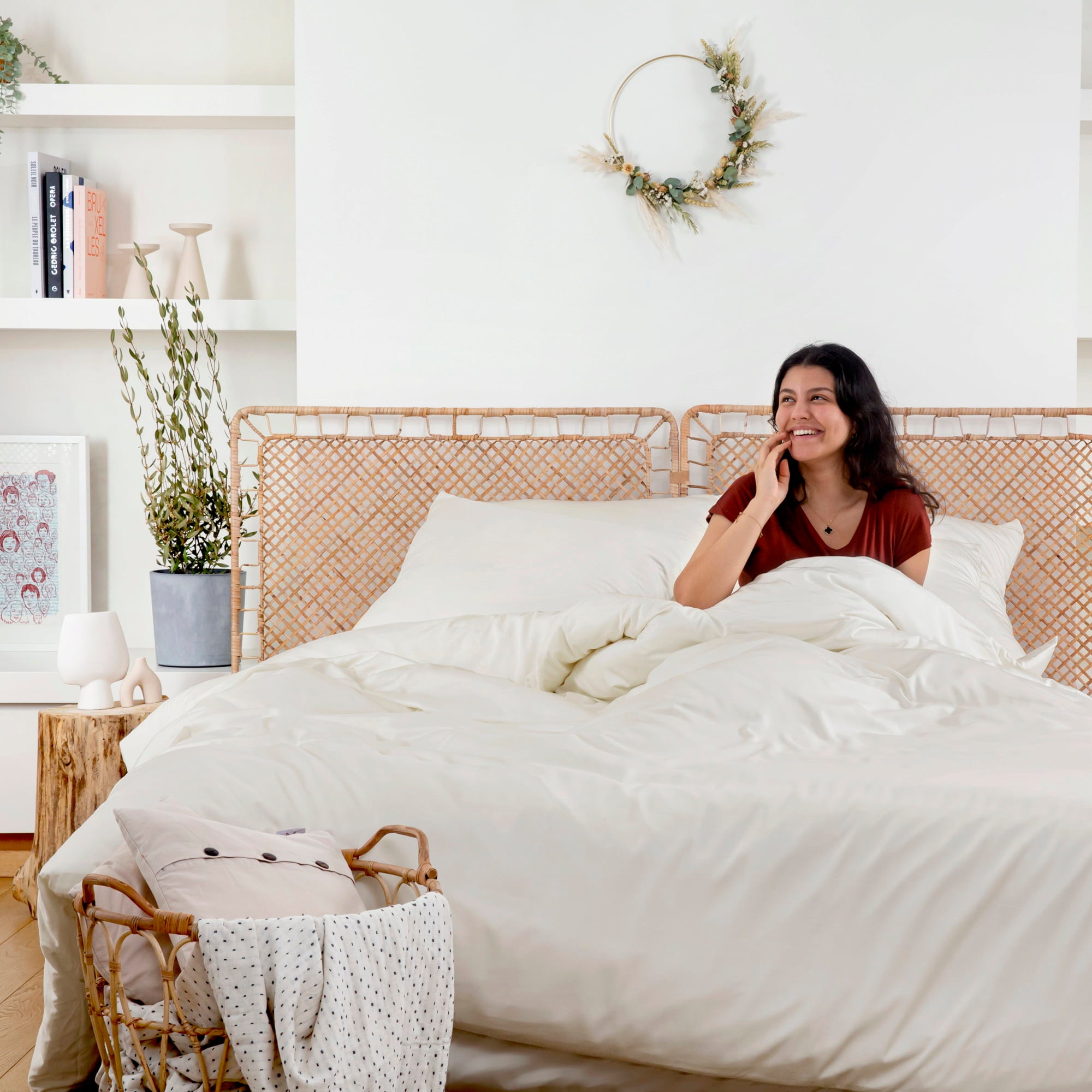 Bambaw Cozy Bambus Påslakan 260x240 cm - Ivory