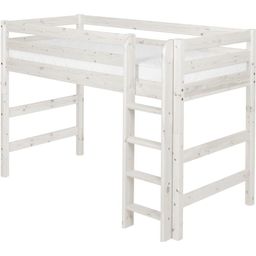 CLASSIC Mid-High Bed with Ladder, 90 x 200 cm - White Glazed