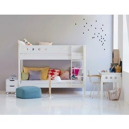 WHITE Bunk Bed with Vertical Ladder, 90 x 200 cm