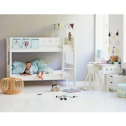 WHITE Bunk Bed with Vertical Ladder, 90 x 200 cm