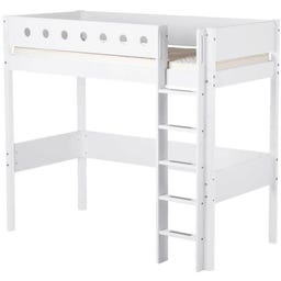 WHITE High Bed with Vertical Ladder, 90 x 200 cm - 