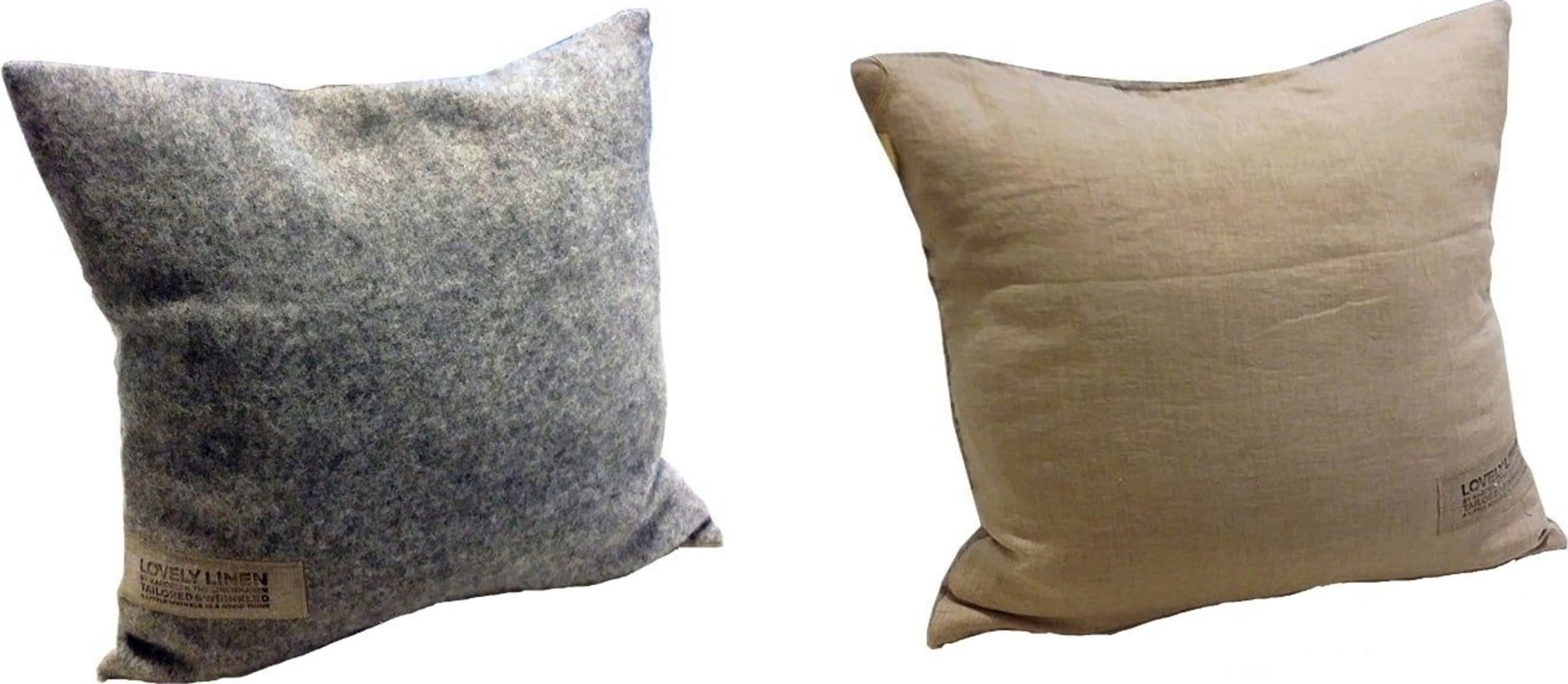 Lovely Linen Kuddfodral Double, Grey & Natural Beige - 50x50 cm