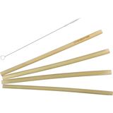 Dantesmile Pack de 4 Pajitas de Bambú + Cepillo