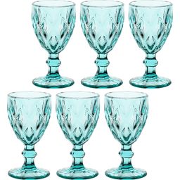 Rose & Tulipani Diamond - Stem Glass, Set of 6 - Turquoise