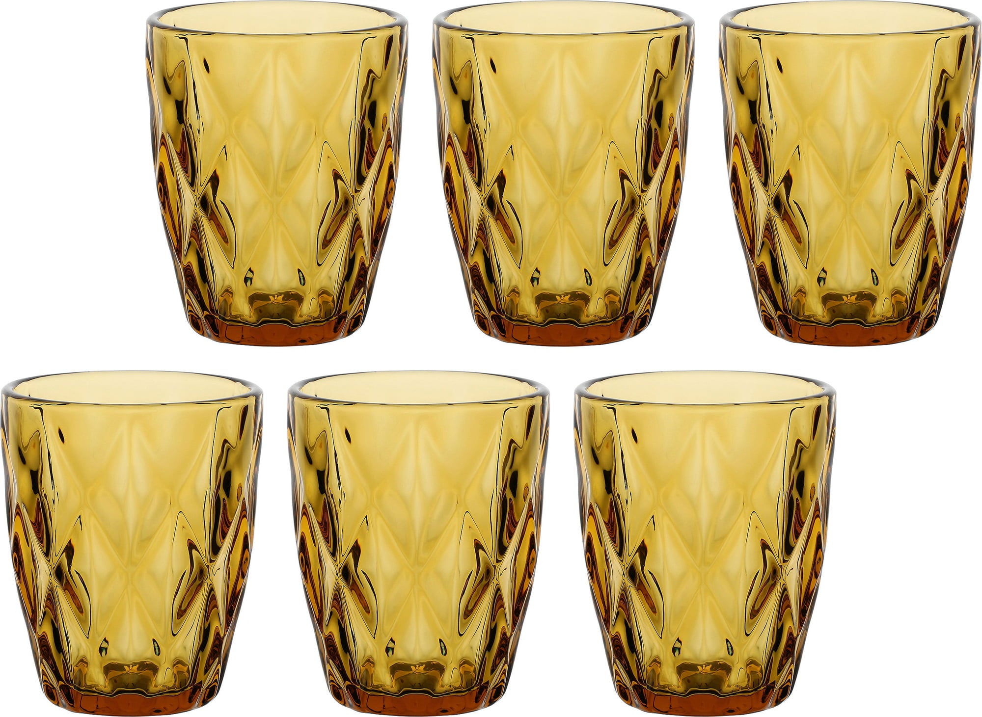 Rose & Tulipani Diamant - Vattenglas, Set med 6 st - Amber