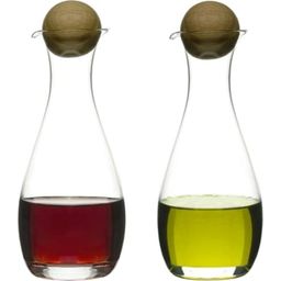 Oval Oak Oil & Vinegar Bottles with a Wooden Closure - 1 item