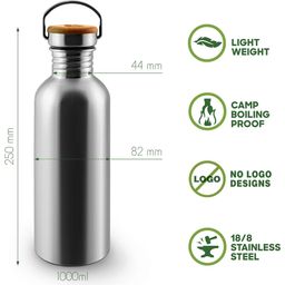 Bambaw Stainless Steel Bottle, 1000 ml  - Natural Steel