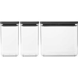 Stapelbara Fyrkantiga Förvaringsbehållare, Tasty+, dark grey - Set 1 (2x 1,6 L und 2x 3,5L)