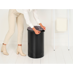 Brabantia Laundry Box with Plastic Lid - 60 Litres - Matt Black