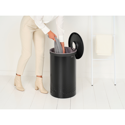 Brabantia Laundry Box with Plastic Lid - 60 Litres - Matt Black