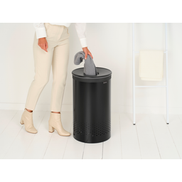 Brabantia Laundry Box with Plastic Lid - 60 Litres - Matt Black