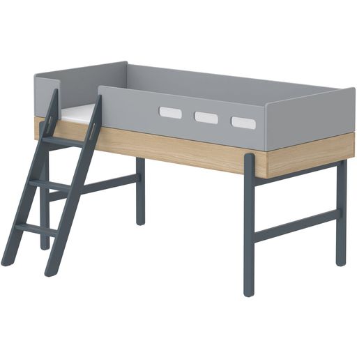 POPSICLE Mid-High Bed with Inclined Ladder - Blueberry