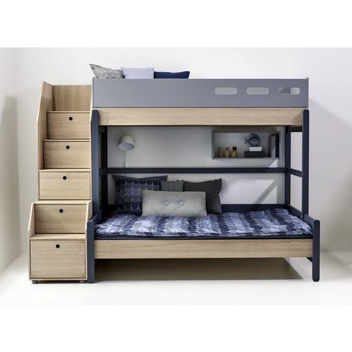 POPSICLE družinska postelja s stopnicami, 140x200 + 90x200 cm - blueberry