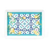 "Flower & Lemon" Rectangular Tray with Handles