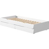 WHITE Ausziehbett mit 2 Schubladen, 90 x 190 cm