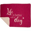 Haustierdecke, klein - Life is better with a dog - pink
