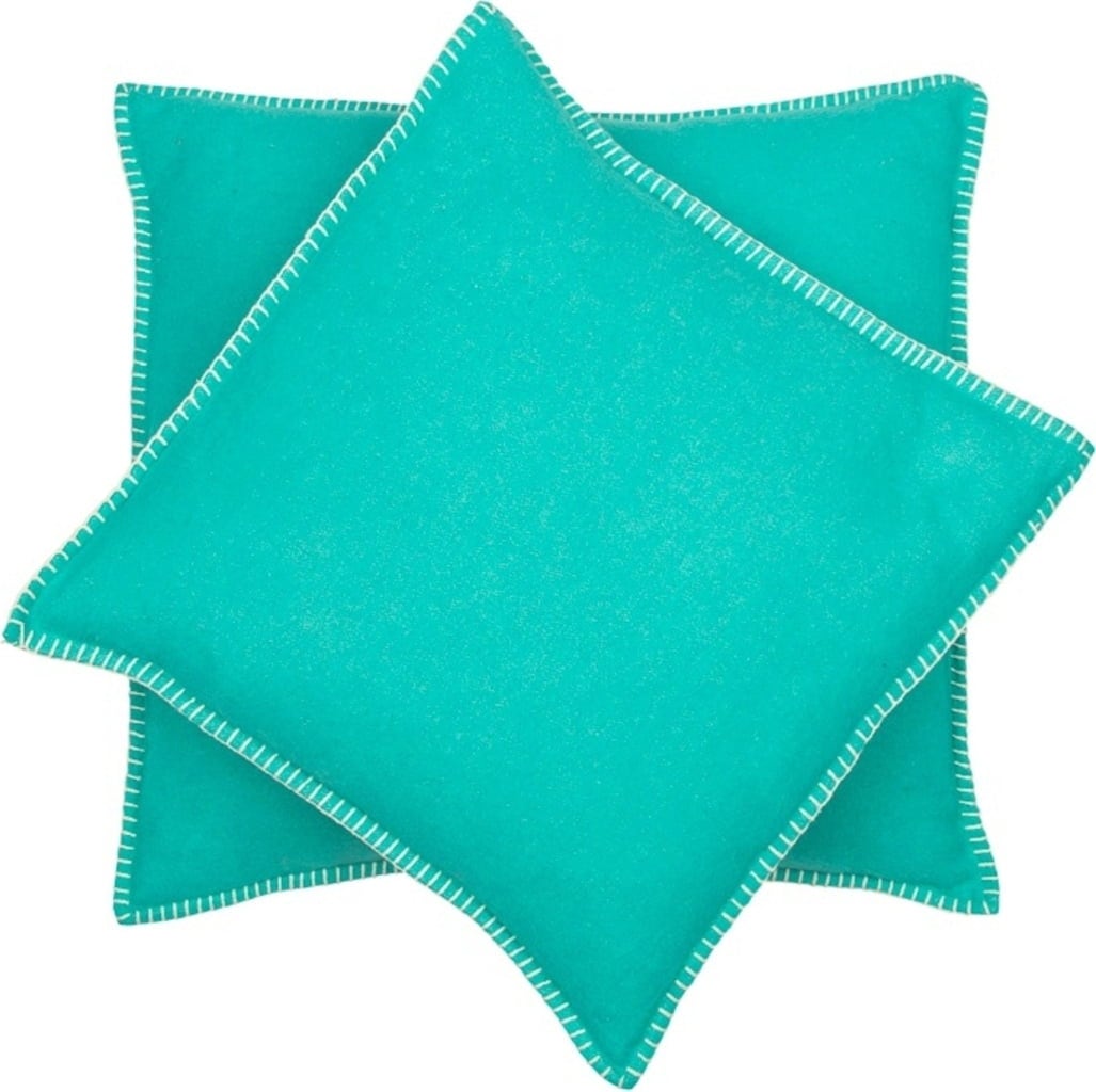 SYLT Uni Cushion Cover with Decorative Stitch, 50 x 50 cm, verde mare
