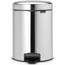 Newicon Pedal Bin 5 L with Plastic Liner, Brilliant Steel