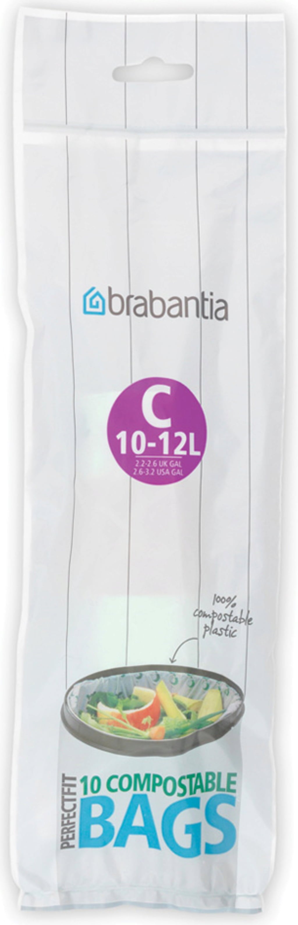 Brabantia PerfectFit Bin Liners - Biodegradable - 10-12L (C) - 10 Pieces per Roll