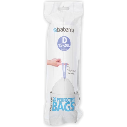Brabantia PerfectFit Bin Liners - In A Roll - 15L (D) - 20 Pieces
