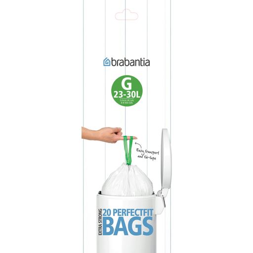 Brabantia PerfectFit Bin Liners - In A Roll - 23-30L (G) - 20 Pieces