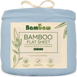 Bambaw Cozy Bamboo Flat Sheet - 180 x 290 cm - Light Blue