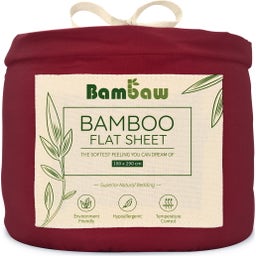 Bambaw Cozy Bamboo Flat Sheet - 180 x 290 cm - Burgundy