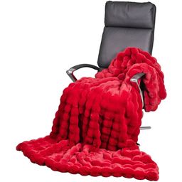 Star Home Cozy Faux Fur Throw - Red