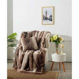 Star Home Nutria Faux Fur Throw - Mottled brown