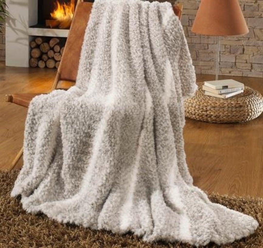 Star Home Knitted Throw - Indigo - Taupe
