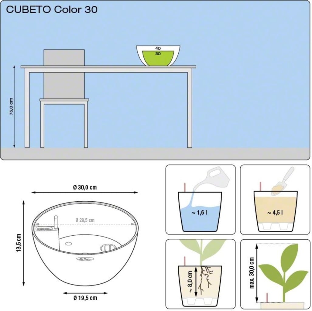 Lechuza CUBETO Stone 30 Planter