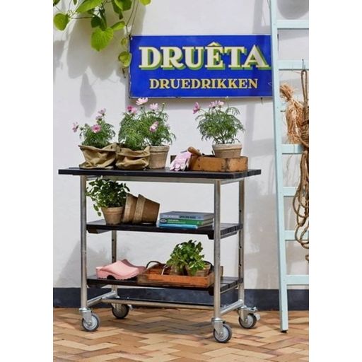 Urban Picnic Plant Stand / Grill Table with 2 Shelves - Black