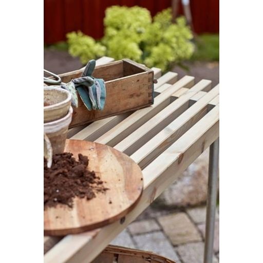 Slatted Grill / Serving Table with Wheels - Drift Wood