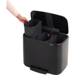 Bo Pedal Bin 3 x 11 L with 3 Plastic Inserts - Matte Black