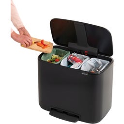 Bo Pedal Bin 3 x 11 L with 3 Plastic Inserts - Matte Black