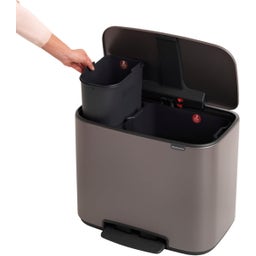 Bo Pedal bin 11 L + 23 L with 2 Plastic Inserts - Platinum