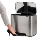 Bo - Pattumiera a Pedale 36 L con Inserto in Plastica - Matt Steel Fingerprint Proof