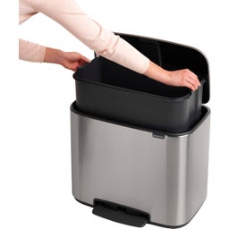 Bo - Pattumiera a Pedale 36 L con Inserto in Plastica - Matt Steel Fingerprint Proof