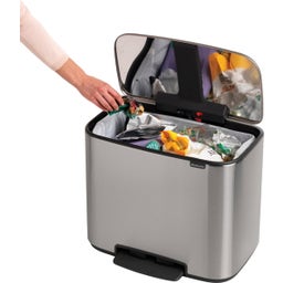 Bo - Pattumiera a Pedale 36 L con Inserto in Plastica - Matt Steel Fingerprint Proof