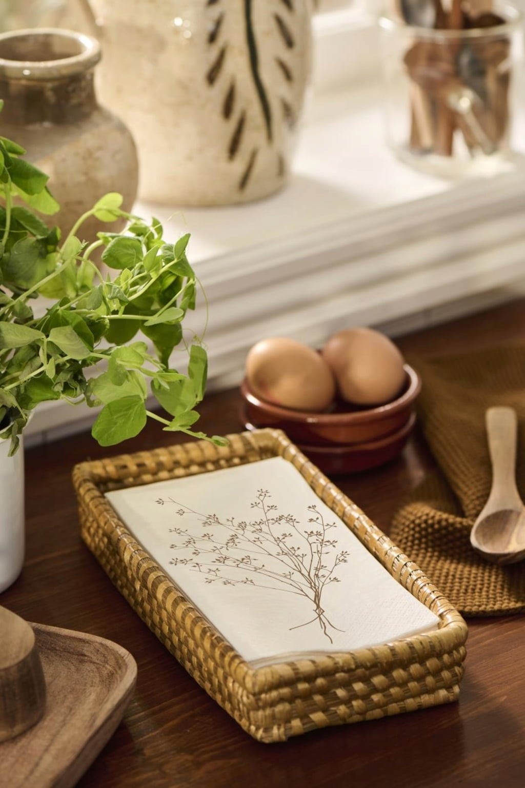 IB Laursen Napkin, Brown - Flower Silhouette - 16 items