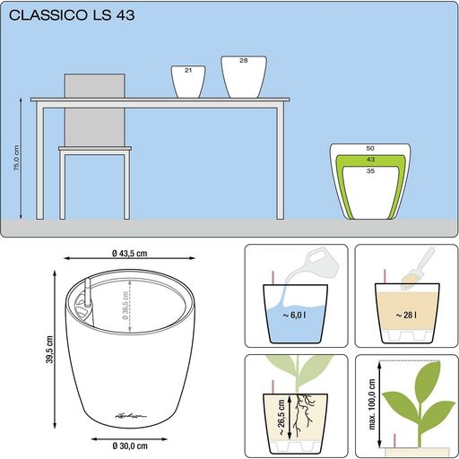 Lechuza CLASSICO Premium 43 LS Planter
