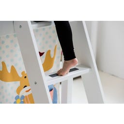 WHITE Mid-High Bed with Slide and Inclined Ladder, 90 x 200 cm