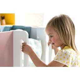 WHITE Mid-High Bed with Slide and Inclined Ladder, 90 x 200 cm