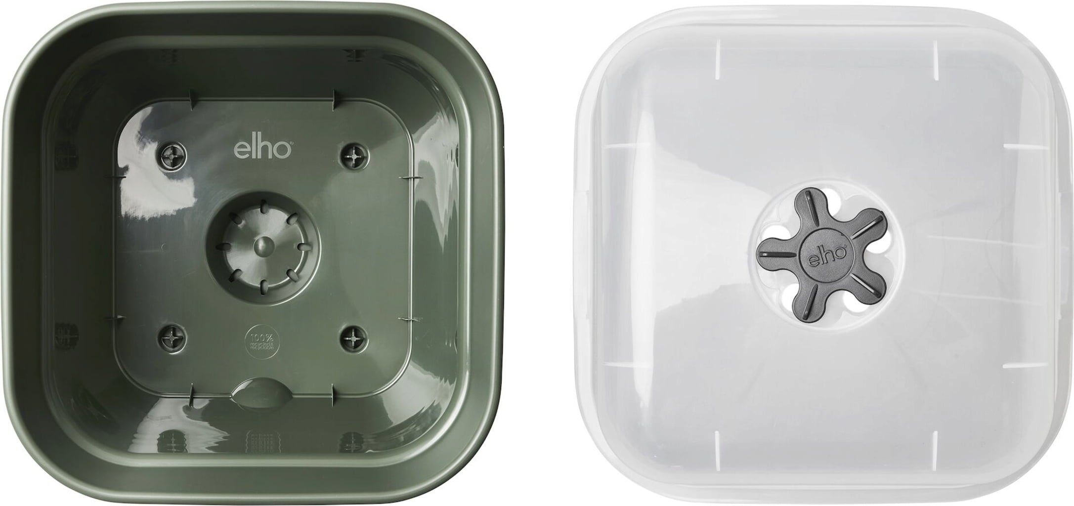 Anzuchttopf Set green basics 15cm - Quadrat - laubgrün