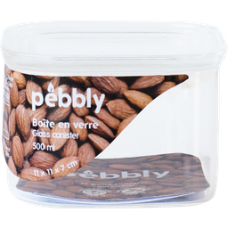 Pebbly Storage Container with Glass Lid, Square - 500 ml